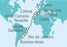 Itinerario del Crucero desde Marsella (Francia) a Buenos Aires (Argentina) - MSC Cruceros