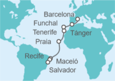 Itinerario del Crucero Portugal, España, Cabo Verde, Brasil - Costa Cruceros