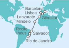 Itinerario del Crucero Gibraltar, Portugal, España, Cabo Verde, Brasil - Costa Cruceros