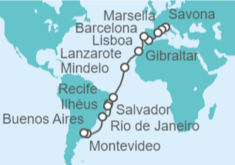 Itinerario del Crucero desde Savona (Italia) a Buenos Aires (Argentina) - Costa Cruceros