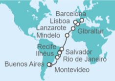 Itinerario del Crucero desde Barcelona (España) a Buenos Aires (Argentina) - Costa Cruceros