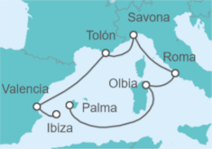 Itinerario del Crucero Italia, Francia, España - Costa Cruceros