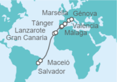 Itinerario del Crucero Brasil, España, Francia - MSC Cruceros