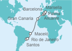 Itinerario del Crucero Brasil, España - MSC Cruceros