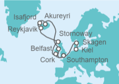 Itinerario del Crucero desde Kiel (Alemania) a Southampton (Londres) - Cunard