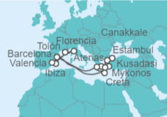 Itinerario del Crucero Grecia, Turquía, España, Francia, Italia - Cunard