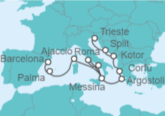 Itinerario del Crucero desde Barcelona (España) a Trieste (Italia) - Cunard