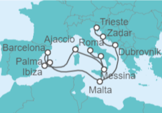 Itinerario del Crucero desde Trieste (Italia) a Civitavecchia (Roma) - Cunard