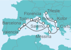 Itinerario del Crucero desde Civitavecchia (Roma) a Trieste (Italia) - Cunard