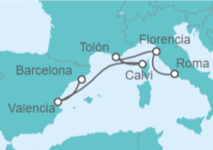 Itinerario del Crucero Italia, Francia, España - Cunard