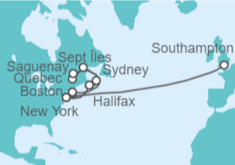 Itinerario del Crucero desde Southampton (Londres) a Nueva York (EEUU) - Cunard