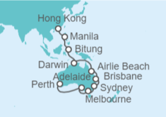 Itinerario del Crucero desde Hong Kong (China) a Perth (Fremantle) Australia - Cunard