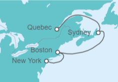 Itinerario del Crucero USA, Canadá - Cunard