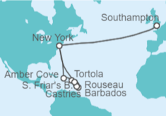 Itinerario del Crucero USA, Islas Vírgenes - Reino Unido, Barbados, Santa Lucía - Cunard