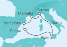 Itinerario del Crucero Italia, Francia, España - Costa Cruceros