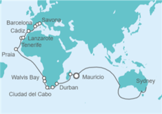 Itinerario del Crucero Vuelta al mundo - Costa Cruceros