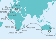 Itinerario del Crucero Vuelta al mundo - Costa Cruceros