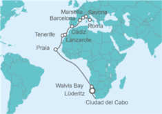 Itinerario del Crucero desde Ciudad del Cabo, Sudáfrica a Civitavecchia (Roma) - Costa Cruceros