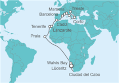 Itinerario del Crucero desde Ciudad del Cabo, Sudáfrica a Trieste (Italia) - Costa Cruceros