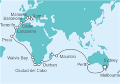 Itinerario del Crucero Vuelta al mundo - Costa Cruceros