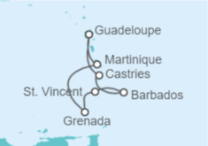 Itinerario del Crucero Guadalupe, Santa Lucía, Barbados - MSC Cruceros