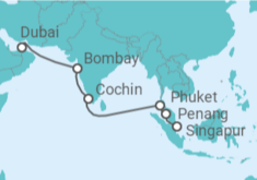 Itinerario del Crucero Emiratos Arabes, India, Tailandia, Malasia, Singapur - Royal Caribbean