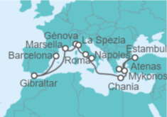 Itinerario del Crucero desde Barcelona (España) a Atenas (Grecia) - Princess Cruises