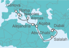 Itinerario del Crucero desde Abu Dhabi (EAU)  a Génova (Italia) - Costa Cruceros