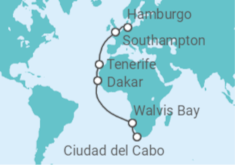 Itinerario del Crucero Namibia, España, Reino Unido - Cunard