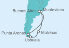 Itinerario del Crucero Argentina, Chile, Uruguay - Princess Cruises