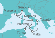 Itinerario del Crucero Malta, Túnez, Italia, Francia - Costa Cruceros