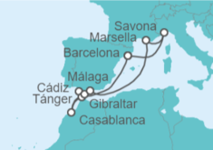 Itinerario del Crucero España, Marruecos, Gibraltar, Francia, Italia - Costa Cruceros