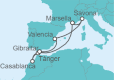 Itinerario del Crucero Marruecos, Gibraltar, España, Italia - Costa Cruceros
