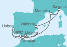 Itinerario del Crucero Gibraltar, Portugal, España, Italia - Costa Cruceros