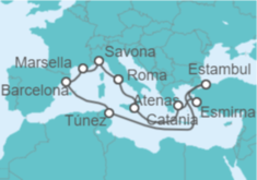 Itinerario del Crucero Italia, Grecia, Turquía, Túnez, España - Costa Cruceros