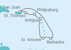 Itinerario del Crucero Islas Vírgenes - Eeuu, Saint Maarten, Antigua Y Barbuda, Barbados - Princess Cruises