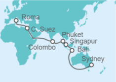 Itinerario del Crucero desde Sydney (Australia) a Civitavecchia (Roma) - Princess Cruises