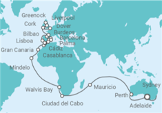 Itinerario del Crucero Vuelta al mundo - Princess Cruises