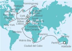 Itinerario del Crucero Vuelta al mundo - Princess Cruises