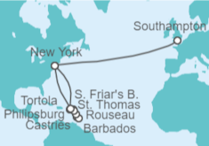 Itinerario del Crucero USA, Islas Vírgenes - Eeuu, Saint Maarten, Santa Lucía, Barbados, Islas Vírgenes - Reino Unido - Cunard