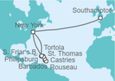 Itinerario del Crucero Islas Vírgenes - Eeuu, Saint Maarten, Santa Lucía, Barbados, Islas Vírgenes - Reino Unido, USA - Cunard