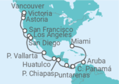 Itinerario del Crucero desde Fort Lauderdale (Miami) a Vancouver (Canadá) - Princess Cruises