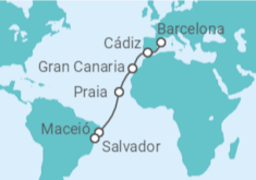 Itinerario del Crucero España, Cabo Verde, Brasil - Costa Cruceros