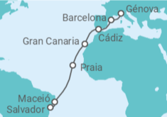 Itinerario del Crucero España, Cabo Verde, Brasil - Costa Cruceros