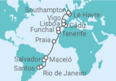 Itinerario del Crucero desde Santos (Sao Paulo) a Southampton (Londres) - Costa Cruceros