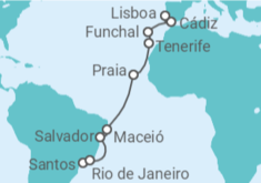 Itinerario del Crucero Brasil, Cabo Verde, España, Portugal - Costa Cruceros