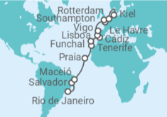 Itinerario del Crucero desde Río de Janeiro (Brasil) a Kiel (Alemania) - Costa Cruceros