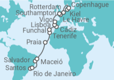 Itinerario del Crucero desde Santos (Sao Paulo) a Copenhague (Dinamarca) - Costa Cruceros