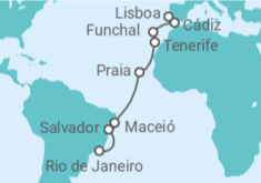 Itinerario del Crucero Brasil, Cabo Verde, España, Portugal - Costa Cruceros