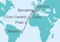 Itinerario del Crucero España, Cabo Verde - Costa Cruceros